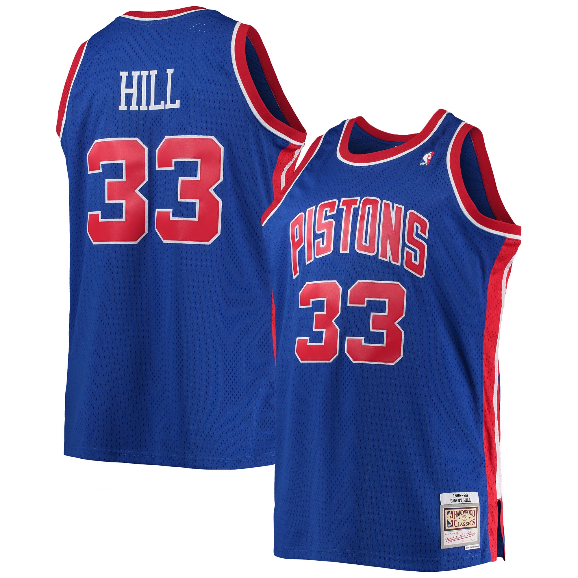 Men's Detroit Pistons Grant Hill Blue 1995/96 Big & Tall Hardwood Classics Swingman Jersey