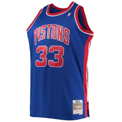Men's Detroit Pistons Grant Hill Blue 1995/96 Big & Tall Hardwood Classics Swingman Jersey 02