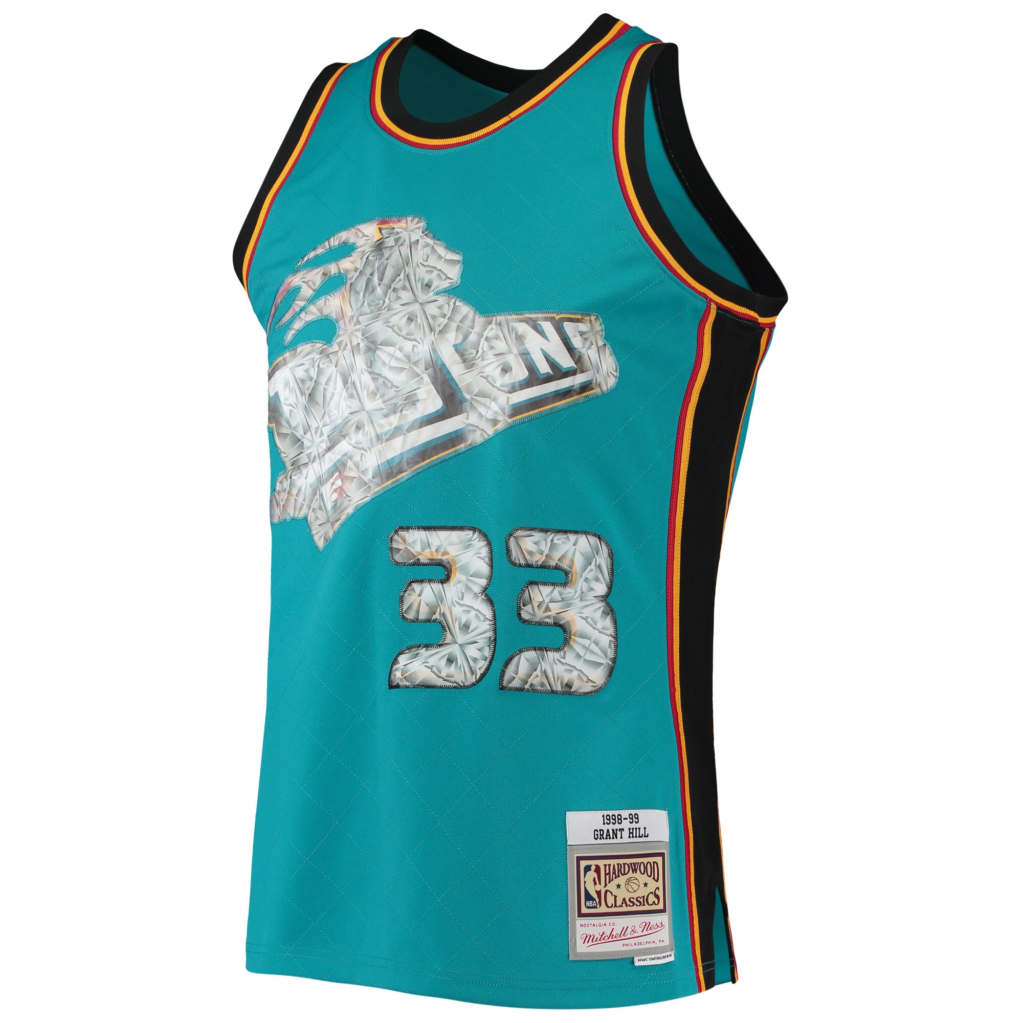 Men's Detroit Pistons Grant Hill Teal 1998/99 Hardwood Classics NBA 75th Anniversary Diamond Swingman Jersey
