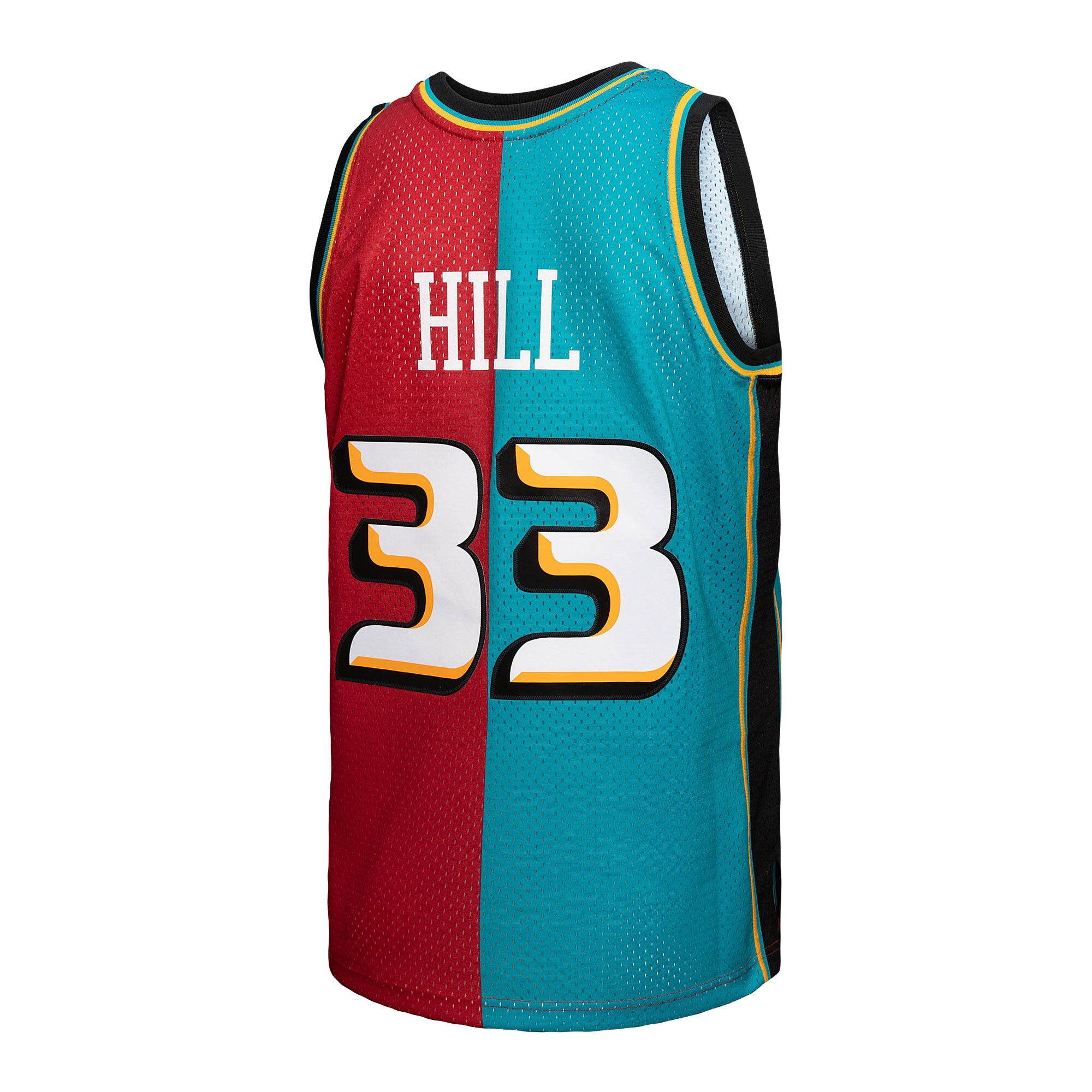 Men's Detroit Pistons Grant Hill Teal/Red Hardwood Classics 1999/00 Split Swingman Jersey