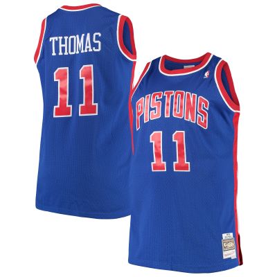 Men's Detroit Pistons Isaiah Thomas Royal 1988/89 Big & Tall Hardwood Classics Swingman Jersey 01