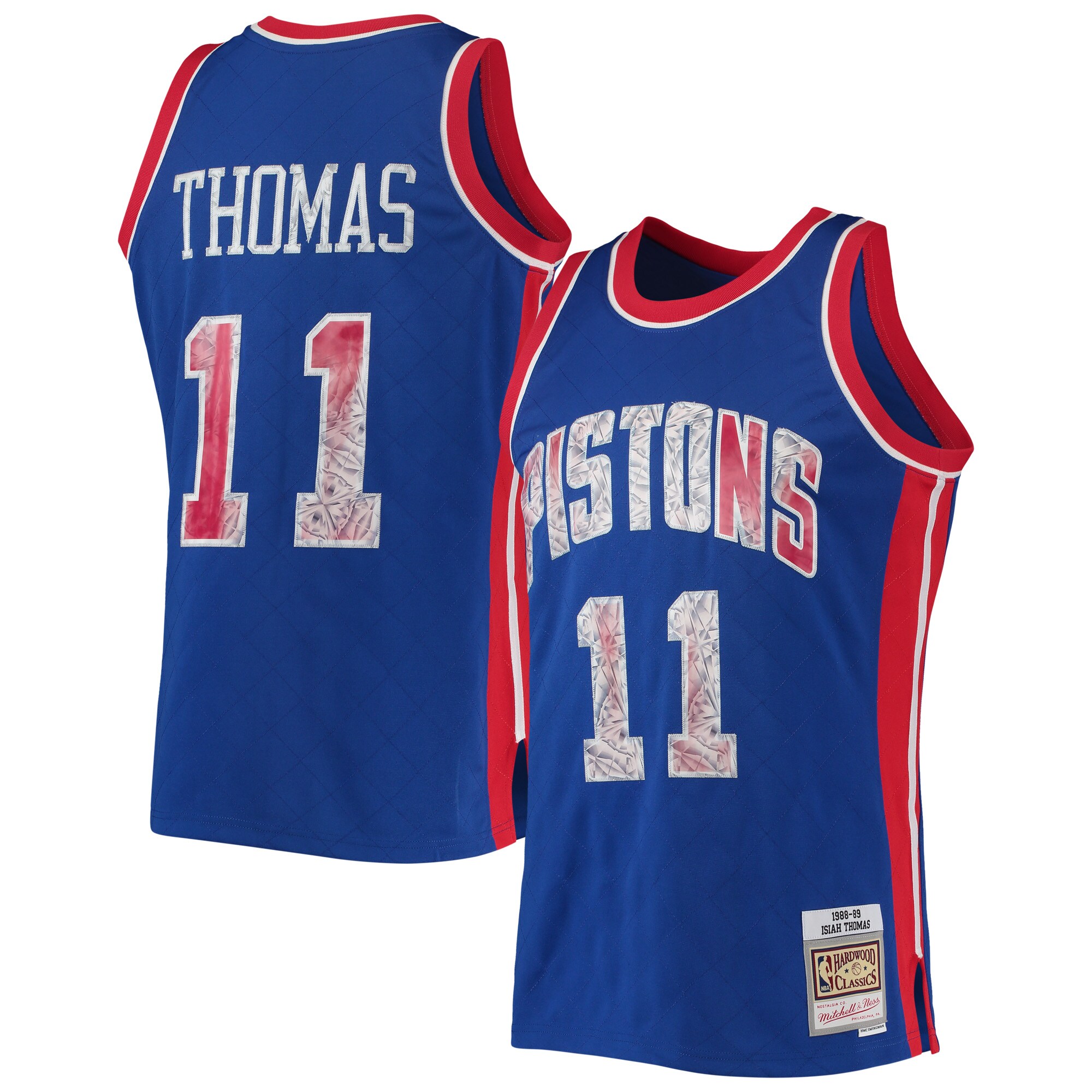 Men's Detroit Pistons Isiah Thomas Blue 1988/89 Hardwood Classics NBA 75th Anniversary Diamond Swingman Jersey