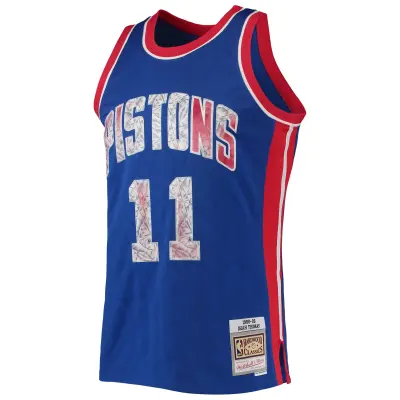 Men's Detroit Pistons Isiah Thomas Blue 1988/89 Hardwood Classics NBA 75th Anniversary Diamond Swingman Jersey 02