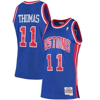 Men's Detroit Pistons Isiah Thomas Blue 1988/89 Hardwood Classics Swingman Jersey 01
