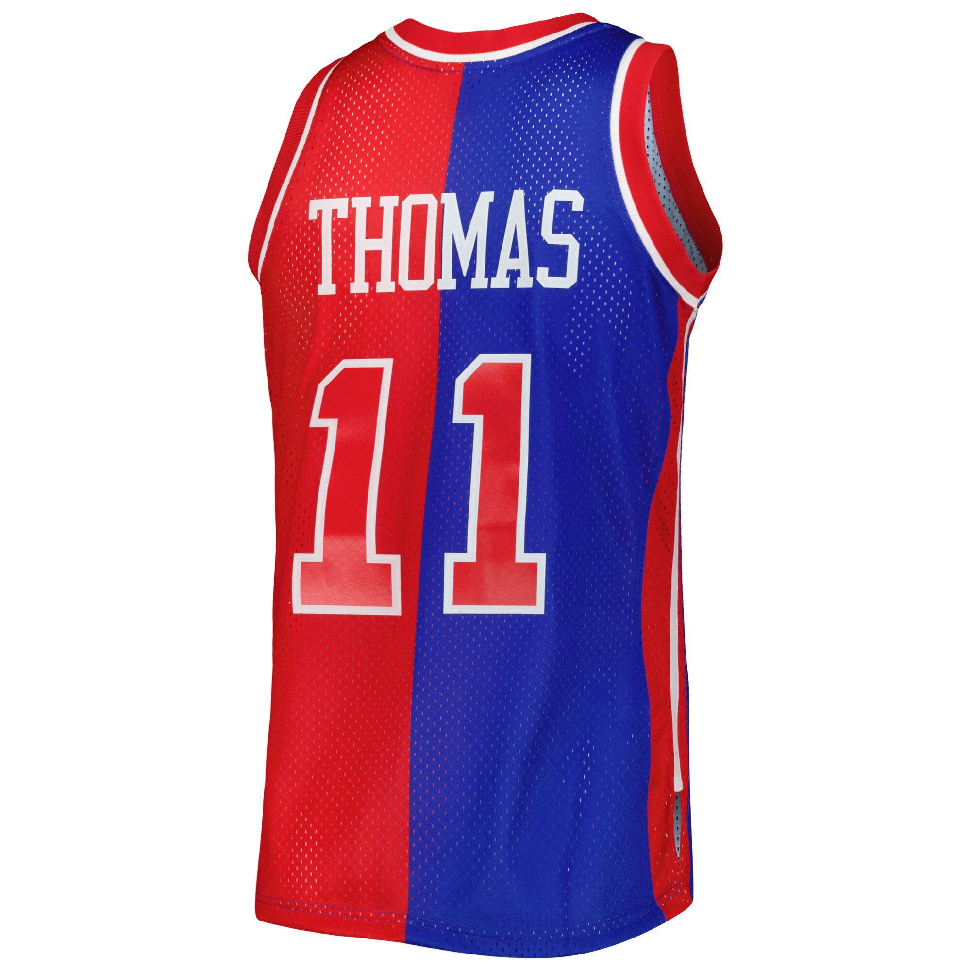Men's Detroit Pistons Isiah Thomas Blue/Red Hardwood Classics 1988/89 Split Swingman Jersey