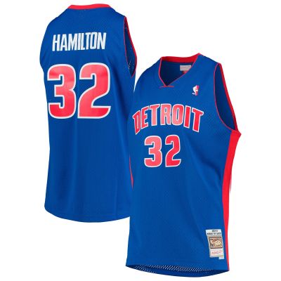 Men's Detroit Pistons Richard Hamilton Blue 2003/04 Hardwood Classics Swingman Jersey 01