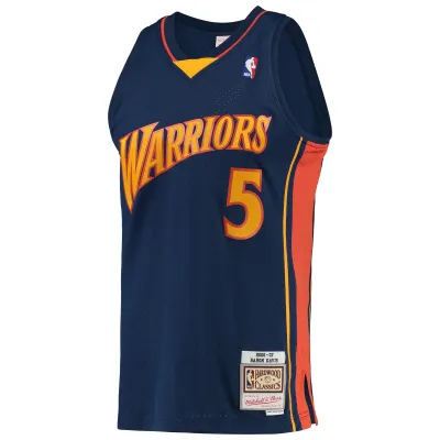 Men's Golden State Warriors Baron Davis Navy 2006/07 Hardwood Classics Swingman Jersey 02