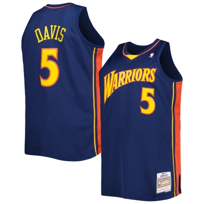 Men's Golden State Warriors Baron Davis Navy Big & Tall Hardwood Classics 2006/07 Swingman Jersey 01