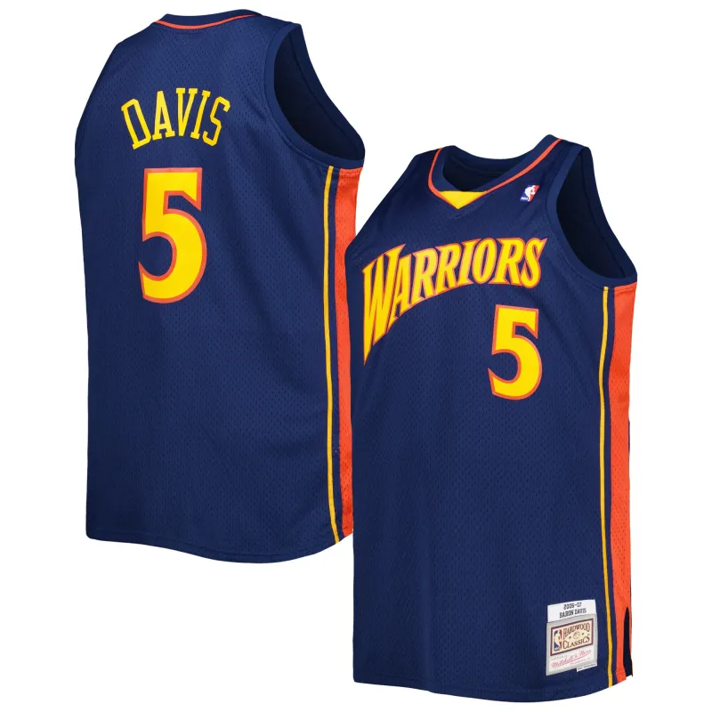 Men's Golden State Warriors Baron Davis Navy Big & Tall Hardwood Classics 2006/07 Swingman Jersey