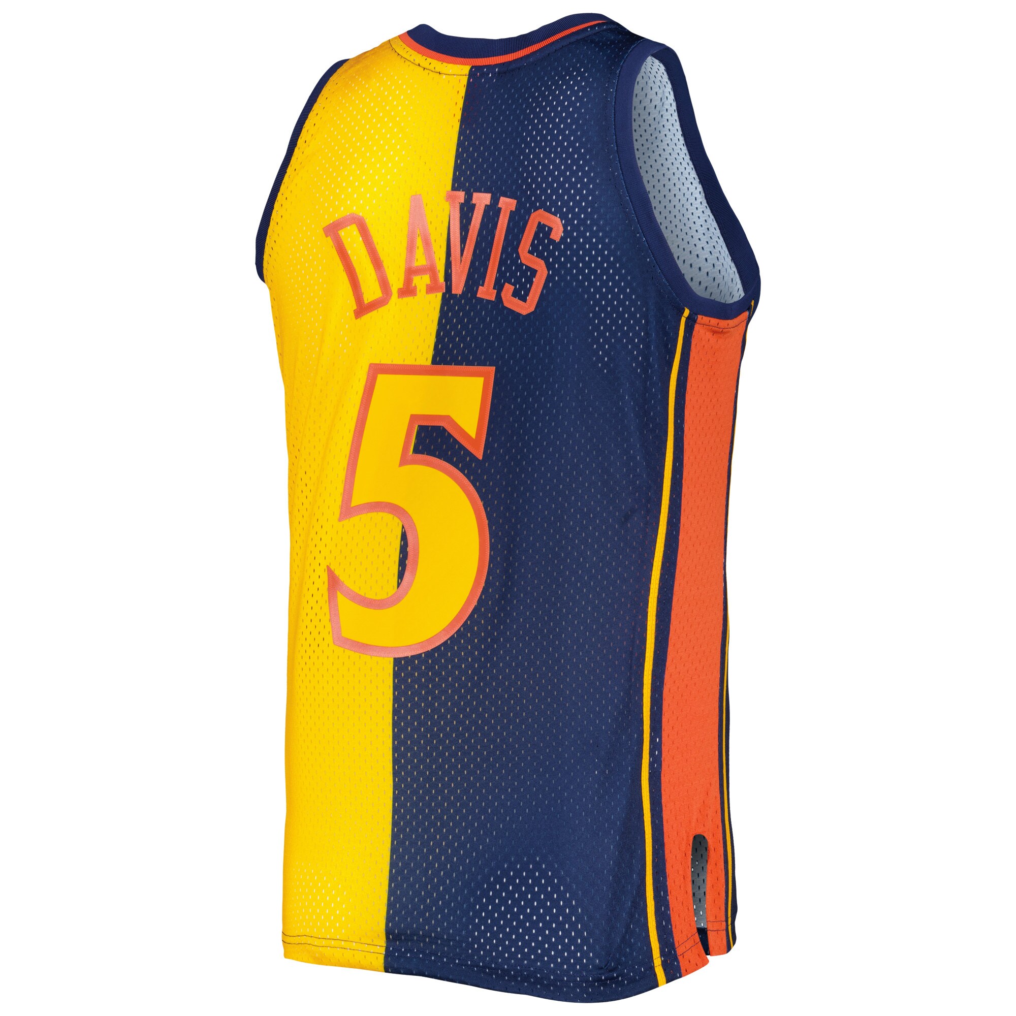 Men's Golden State Warriors Baron Davis Navy/Gold Hardwood Classics 2006/07 Split Swingman Jersey
