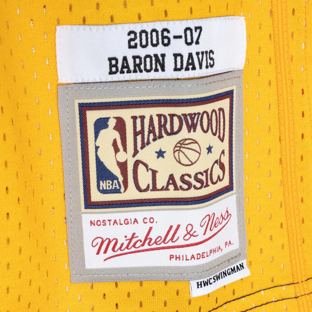 Men's Golden State Warriors Baron Davis Navy/Gold Hardwood Classics 2006/07 Split Swingman Jersey