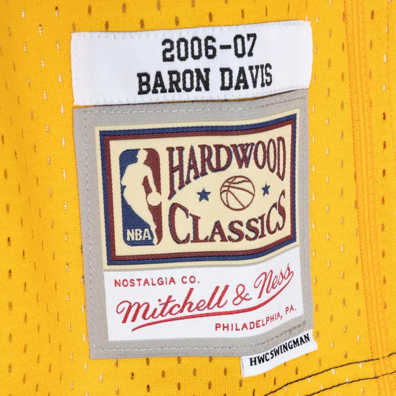 Men's Golden State Warriors Baron Davis Navy/Gold Hardwood Classics 2006/07 Split Swingman Jersey