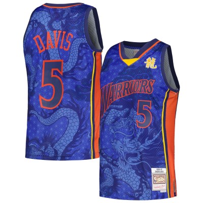 Men's Golden State Warriors Baron Davis Royal 2006/07 Hardwood Classics Asian Heritage 6.0 Swingman Throwback Player Jersey 01