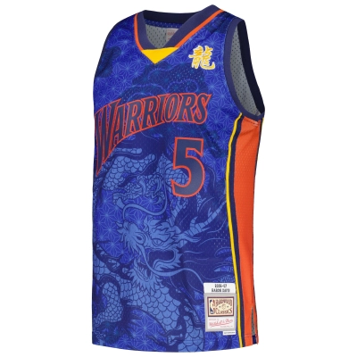 Men's Golden State Warriors Baron Davis Royal 2006/07 Hardwood Classics Asian Heritage 6.0 Swingman Throwback Player Jersey 02