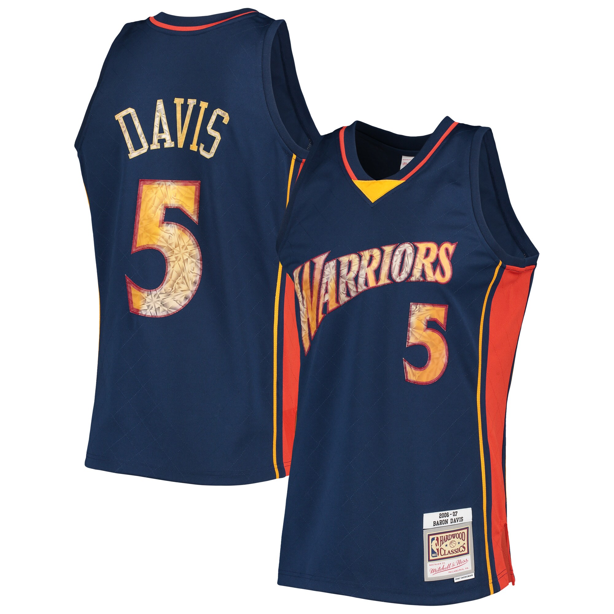 Men's Golden State Warriors Baron Davis Royal 2006/07 Hardwood Classics NBA 75th Anniversary Diamond Swingman Jersey
