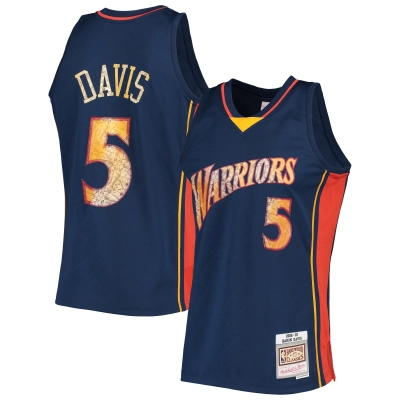 Men's Golden State Warriors Baron Davis Royal 2006/07 Hardwood Classics NBA 75th Anniversary Diamond Swingman Jersey 01