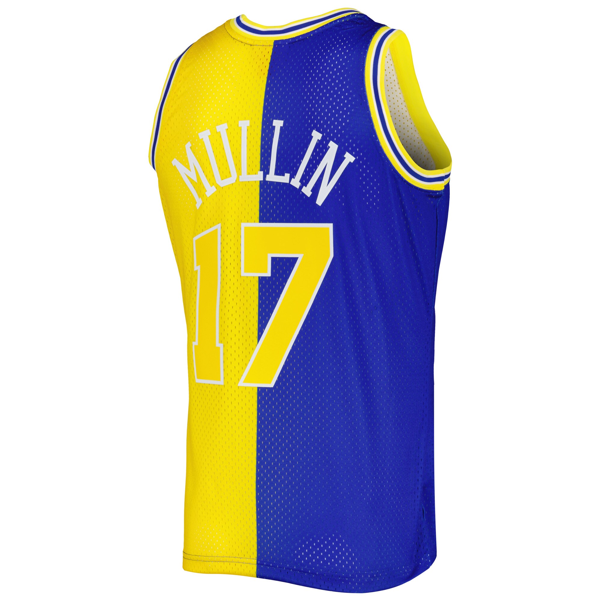 Men's Golden State Warriors Chris Mullin Royal/Gold Hardwood Classics 1993/94 Split Swingman Jersey