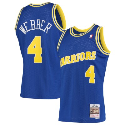 Men's Golden State Warriors Chris Webber Royal 1993/94 Hardwood Classics Swingman Jersey 01