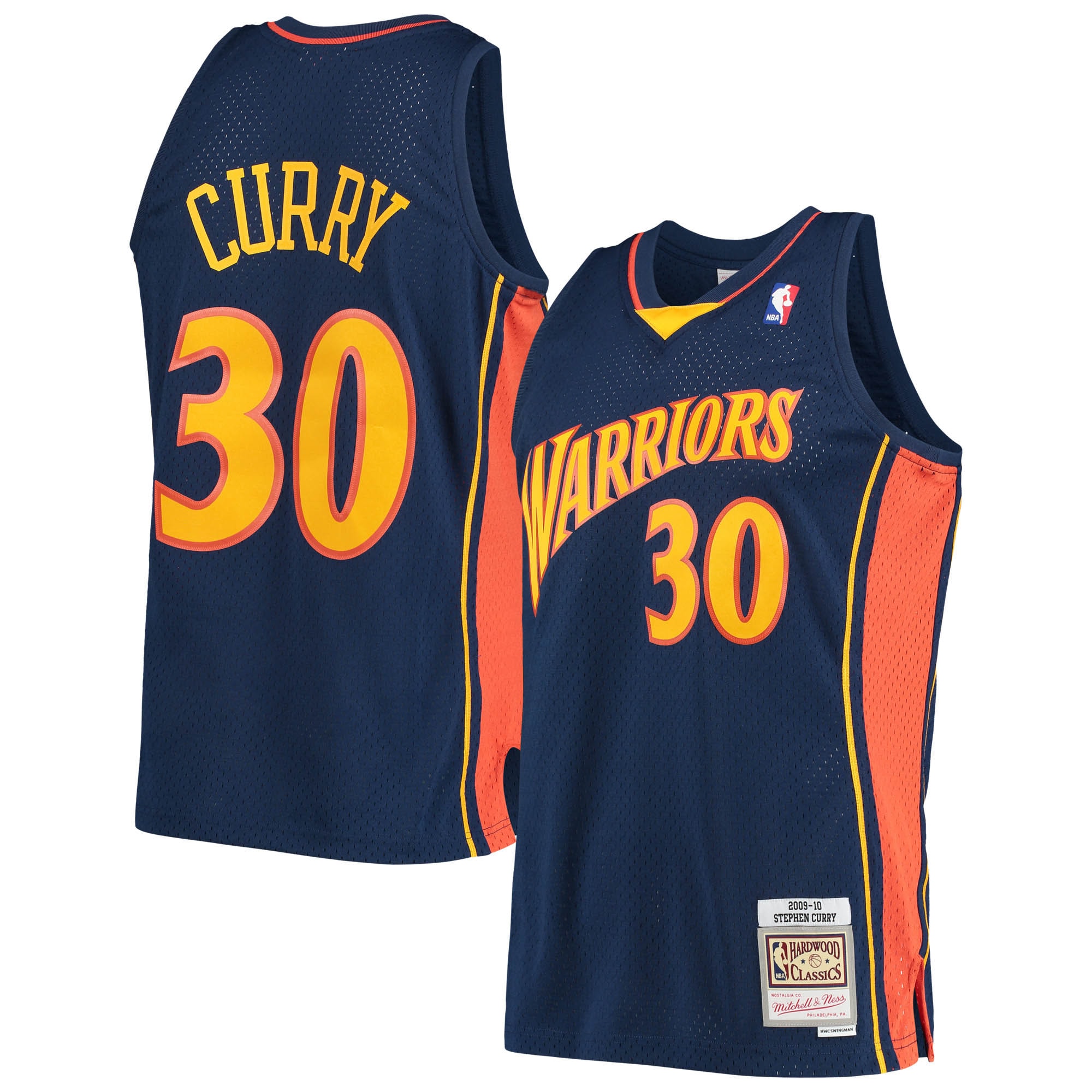 Men's Golden State Warriors Stephen Curry Navy Hardwood Classics Swingman Jersey