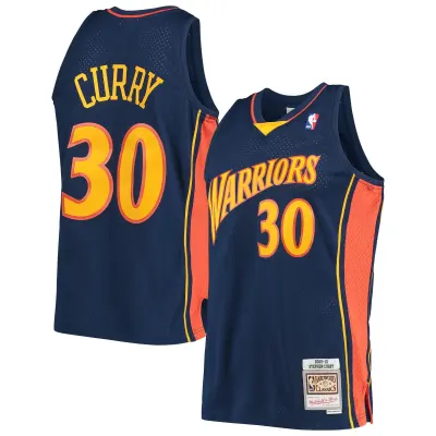Men's Golden State Warriors Stephen Curry Navy Hardwood Classics Swingman Jersey 01