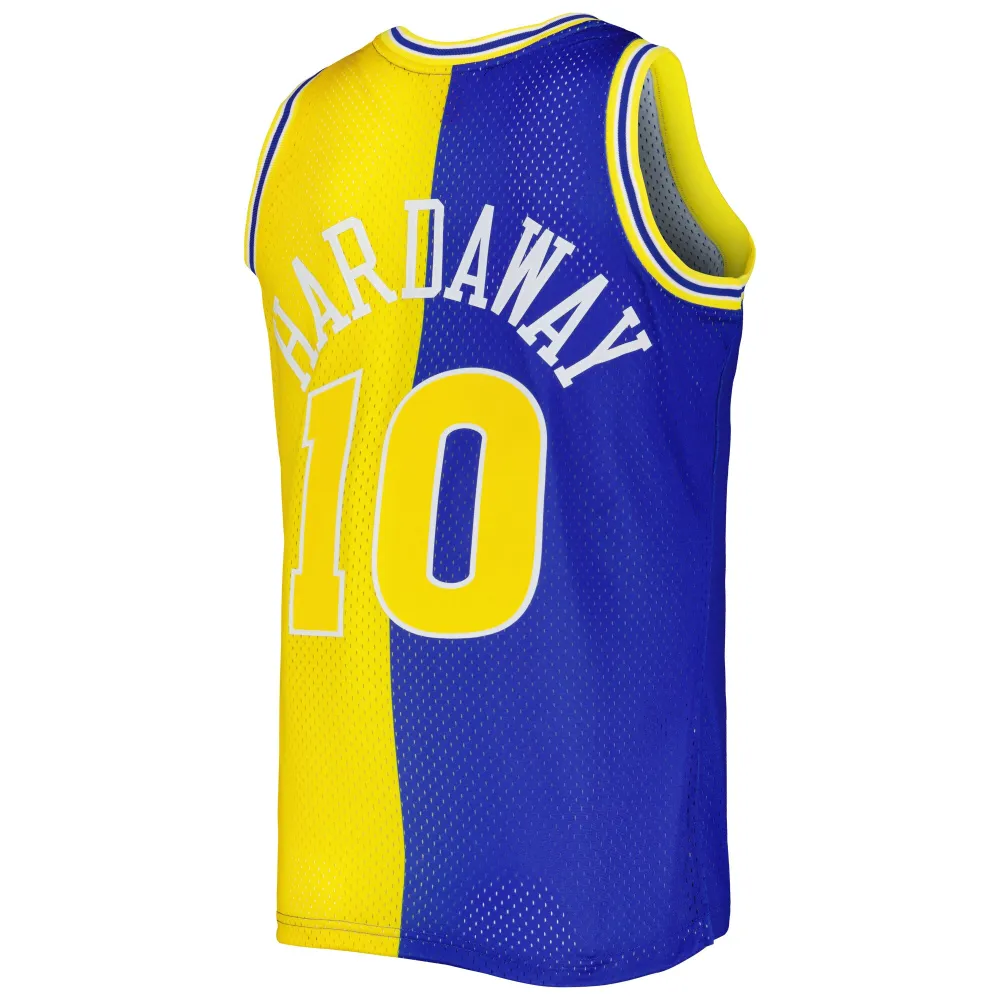 Men's Golden State Warriors Tim Hardaway Royal/Gold Hardwood Classics 1990/91 Split Swingman Jersey