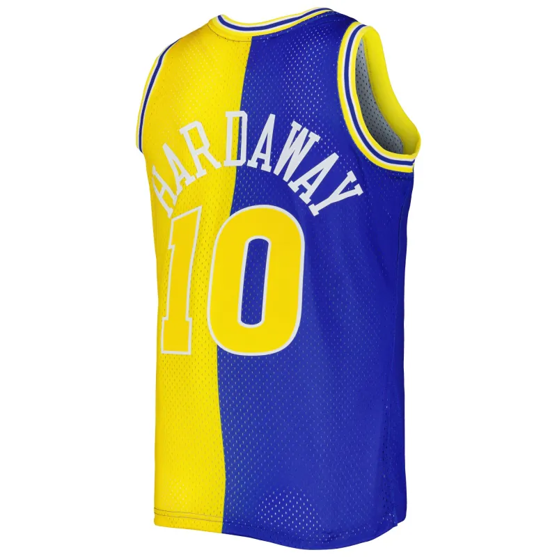 Men's Golden State Warriors Tim Hardaway Royal/Gold Hardwood Classics 1990/91 Split Swingman Jersey