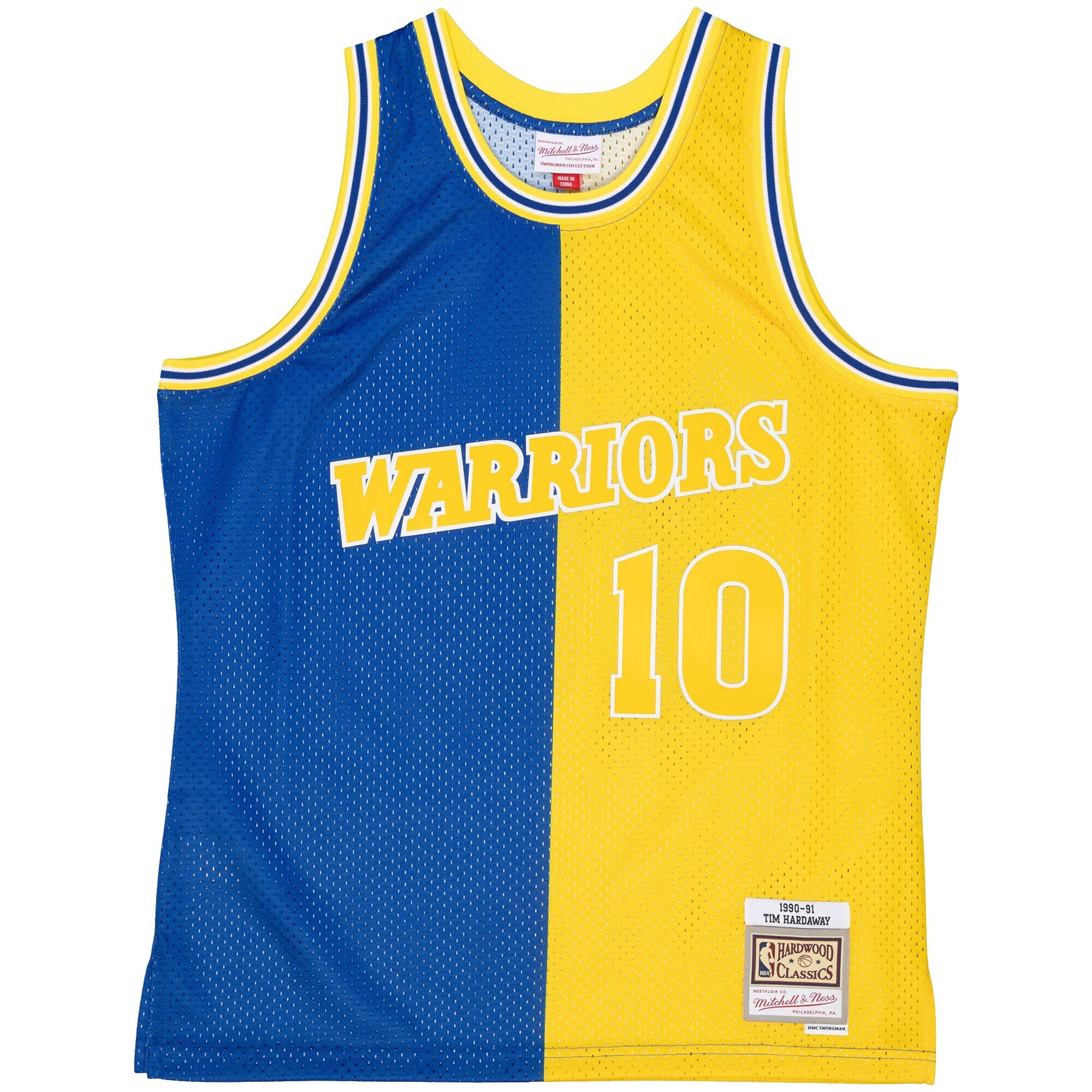 Men's Golden State Warriors Tim Hardaway Royal/Gold Hardwood Classics 1990/91 Split Swingman Jersey