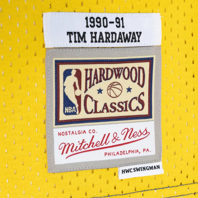 Men's Golden State Warriors Tim Hardaway Royal/Gold Hardwood Classics 1990/91 Split Swingman Jersey