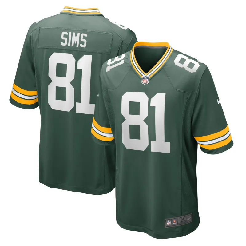 Men's Green Bay Packers Ben Sims  Green Team Game Jersey