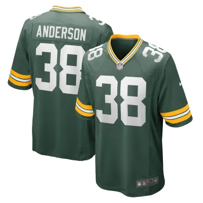 Men's Green Bay Packers Zayne Anderson  Green Team Game Jersey 01