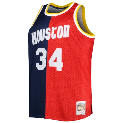Men's Houston Rockets Navy/Red Big & Tall Hardwood Classics 1993/94 Split Swingman Jersey 02