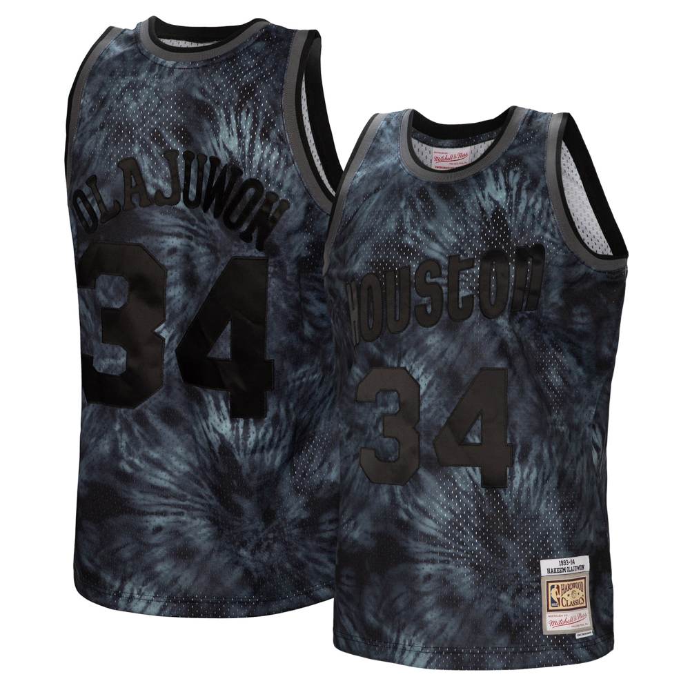 Men's Houston Rockets Hakeem Olajuwon Black Hardwood Classics 1993/94 Tie-Dye Swingman Jersey