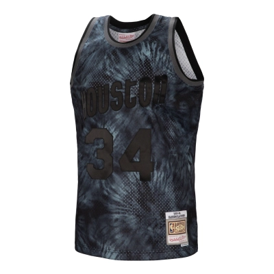 Men's Houston Rockets Hakeem Olajuwon Black Hardwood Classics 1993/94 Tie-Dye Swingman Jersey 02
