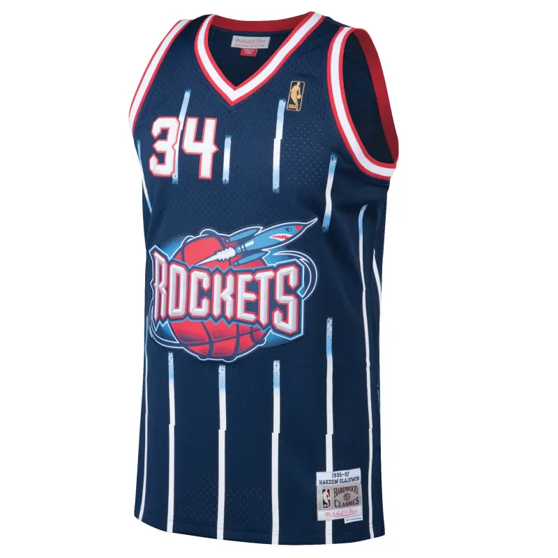 Men's Houston Rockets Hakeem Olajuwon Navy 1996/97 Hardwood Classics Swingman Jersey