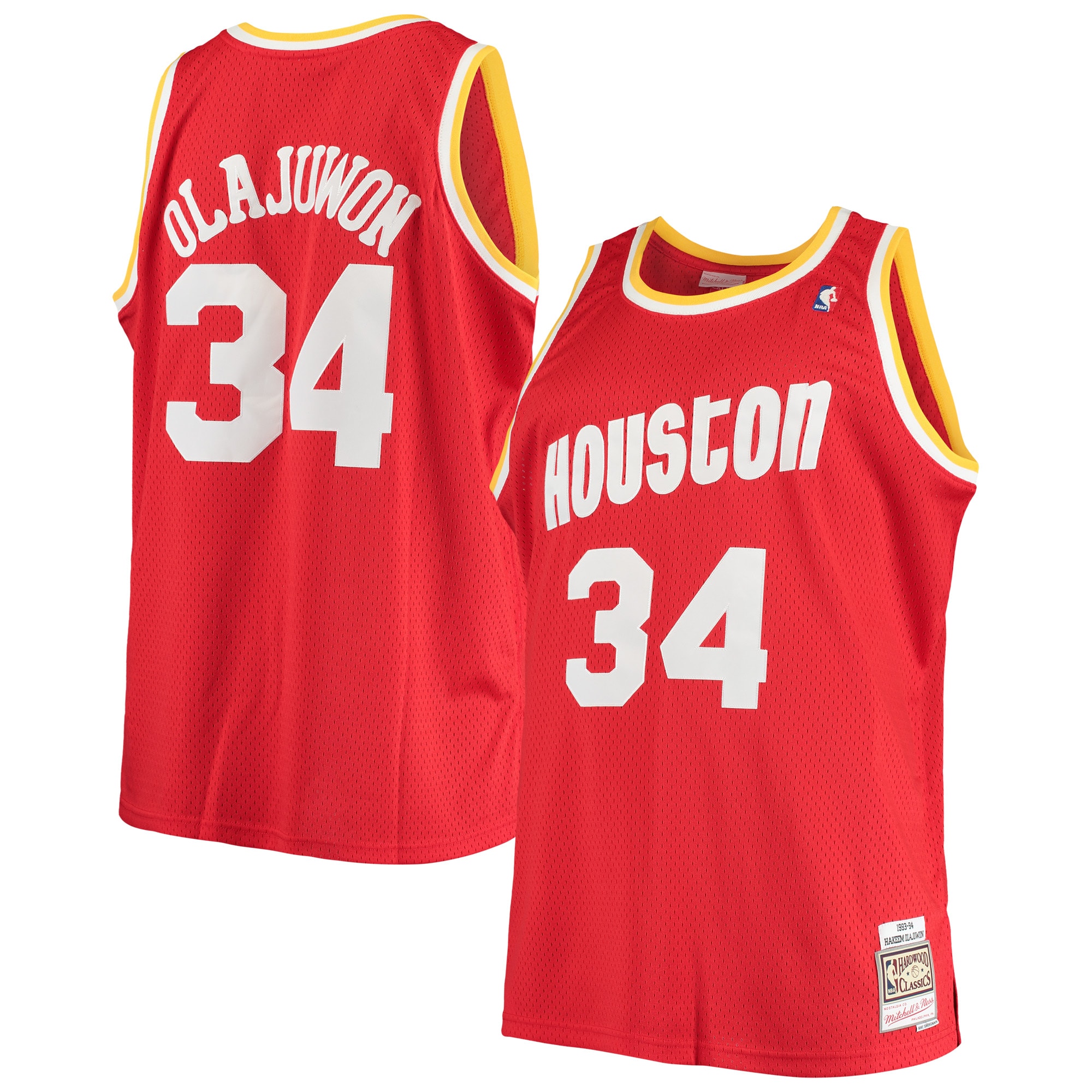 Men's Houston Rockets Hakeem Olajuwon Red 1993/94 Big & Tall Hardwood Classics Swingman Jersey