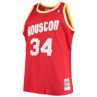 Men's Houston Rockets Hakeem Olajuwon Red 1993/94 Big & Tall Hardwood Classics Swingman Jersey 02