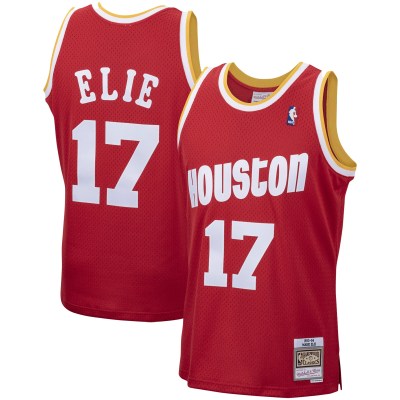 Men's Houston Rockets Mario Elie Red 1993/94 Hardwood Classics Swingman Jersey 01