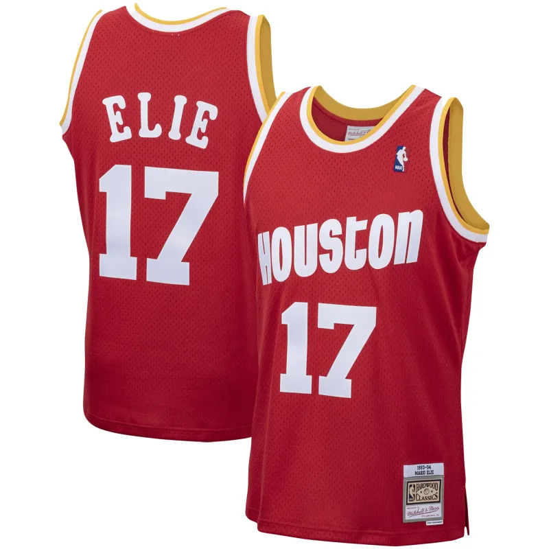 Men's Houston Rockets Mario Elie Red 1993/94 Hardwood Classics Swingman Jersey