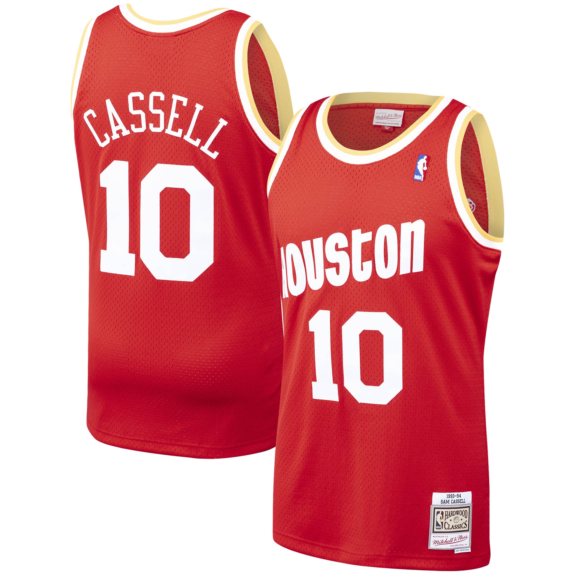 Men's Houston Rockets Sam Cassell Red 1993/94 Hardwood Classics Swingman Jersey