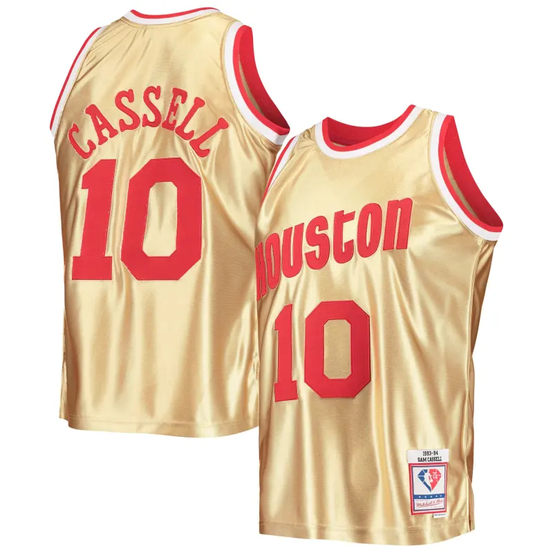 Men's Houston Rockets Sam Cassell Gold 75th Anniversary 1993/94 Hardwood Classics Swingman Jersey