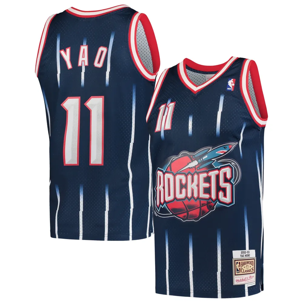 Men's Houston Rockets Yao Ming Navy 2002/03 Hardwood Classics Swingman Jersey