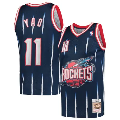 Men's Houston Rockets Yao Ming Navy 2002/03 Hardwood Classics Swingman Jersey 01