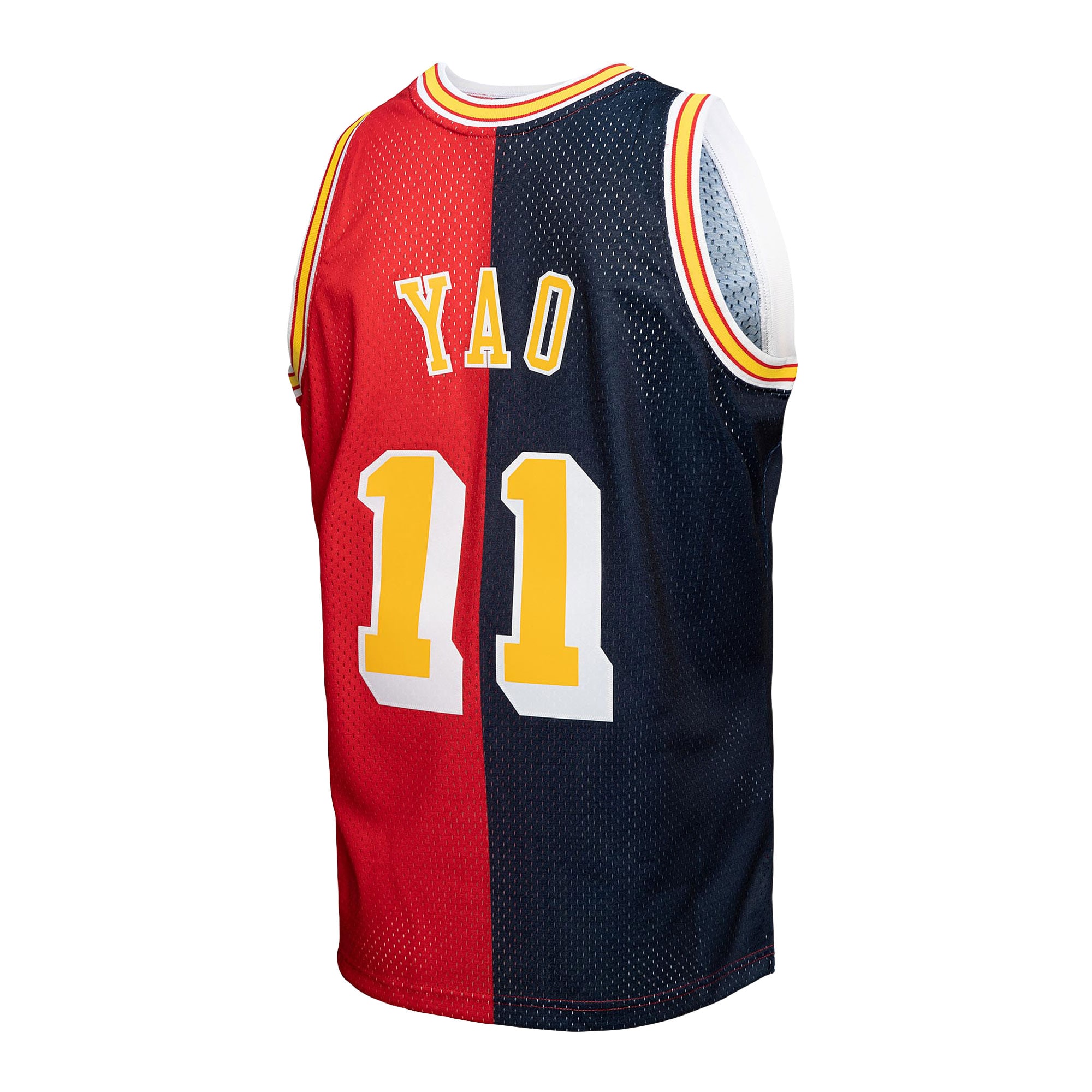 Men's Houston Rockets Yao Ming Navy/Red Hardwood Classics 2004/05 Split Swingman Jersey