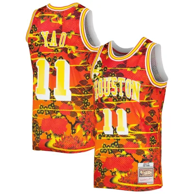 Men's Houston Rockets Yao Ming Red 2004/05 Hardwood Classics Lunar New Year Swingman Jersey 01