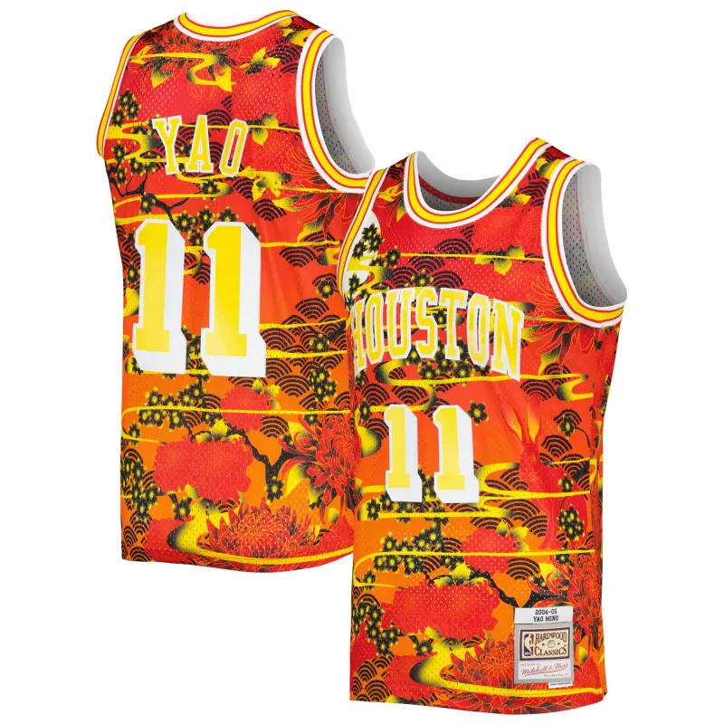 Men's Houston Rockets Yao Ming Red 2004/05 Hardwood Classics Lunar New Year Swingman Jersey