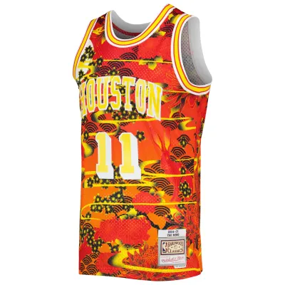 Men's Houston Rockets Yao Ming Red 2004/05 Hardwood Classics Lunar New Year Swingman Jersey 02