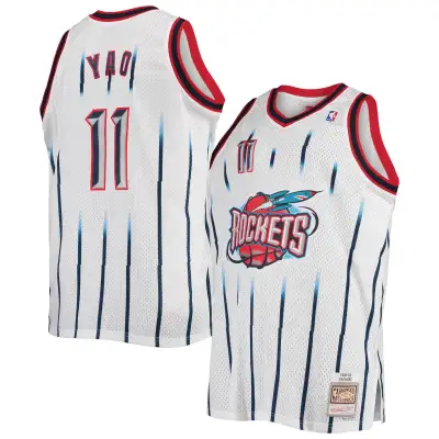 Men's Houston Rockets Yao Ming White 2002/03 Big & Tall Hardwood Classics Swingman Jersey 01