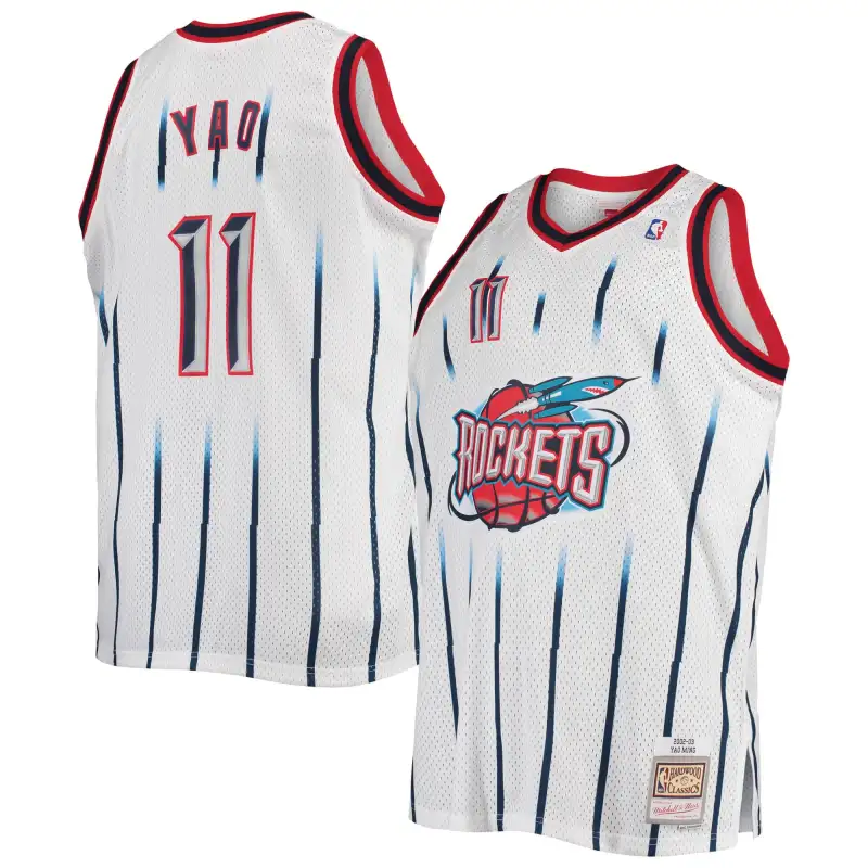 Men's Houston Rockets Yao Ming White 2002/03 Big & Tall Hardwood Classics Swingman Jersey