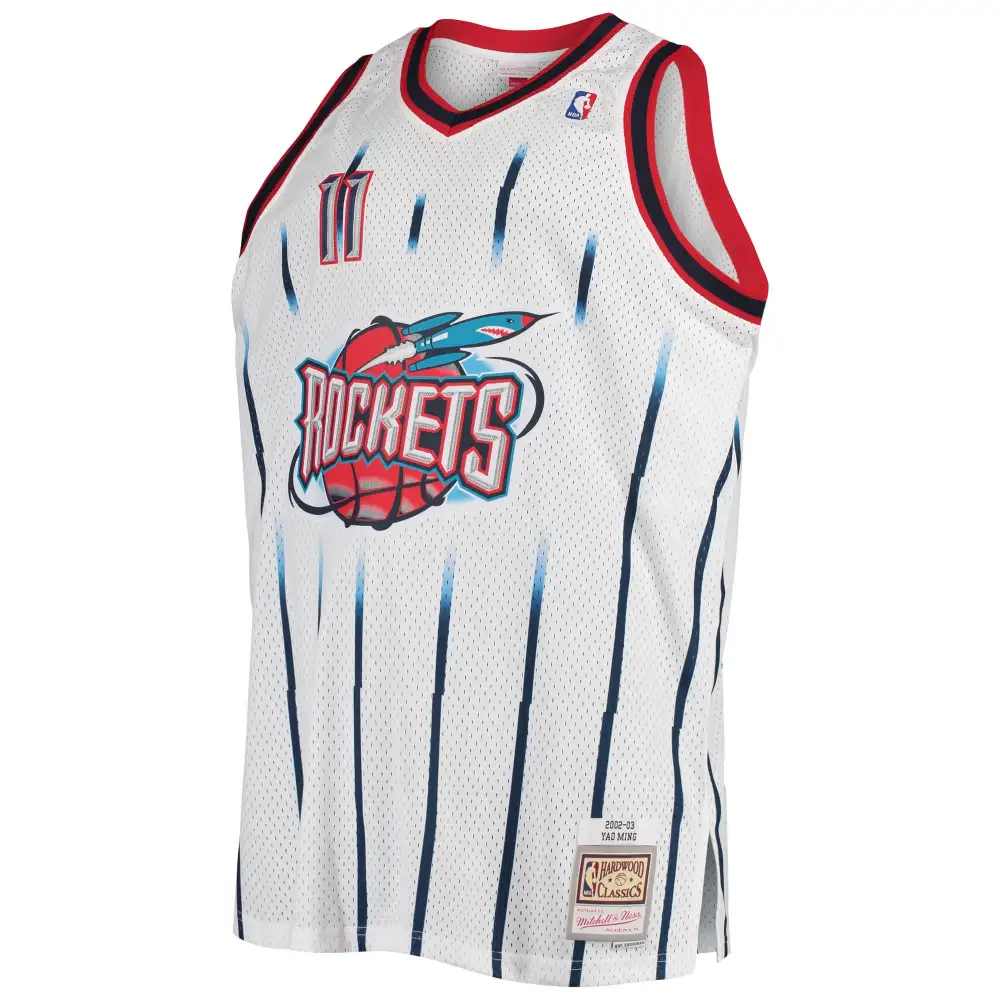 Men's Houston Rockets Yao Ming White 2002/03 Big & Tall Hardwood Classics Swingman Jersey