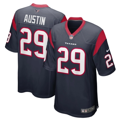 Men's Houston Texans Alex Austin Navy Team Game Jersey 01